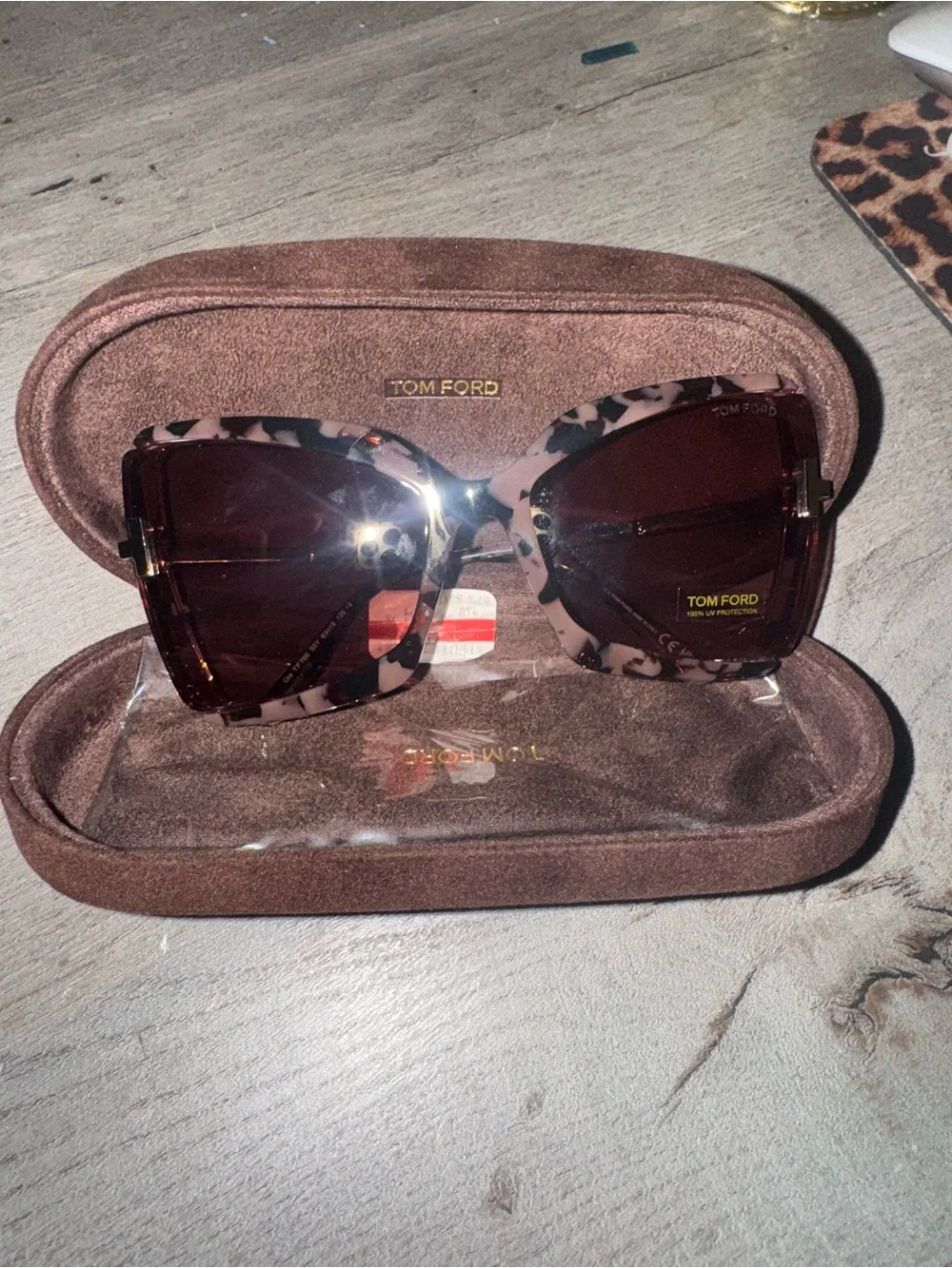 Tom Ford Women's Leopard Print Square Sunglasses - Brown
